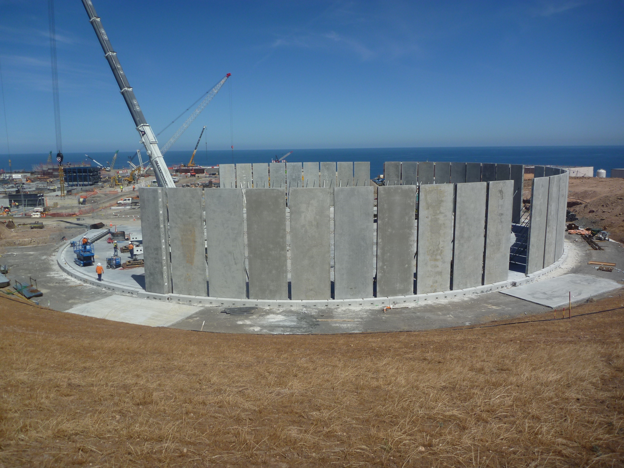 Desal Reservoir post-tensioned precast concrete steel aluminium fabrication safety remedial civil concrete reservoir advanced concrete engineering post tension tank prestress slab